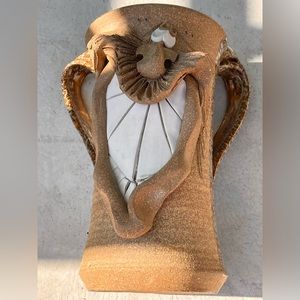 Vintage Vase,Mug Funny Face/Goofy Art Pottery Clay, Double Handles